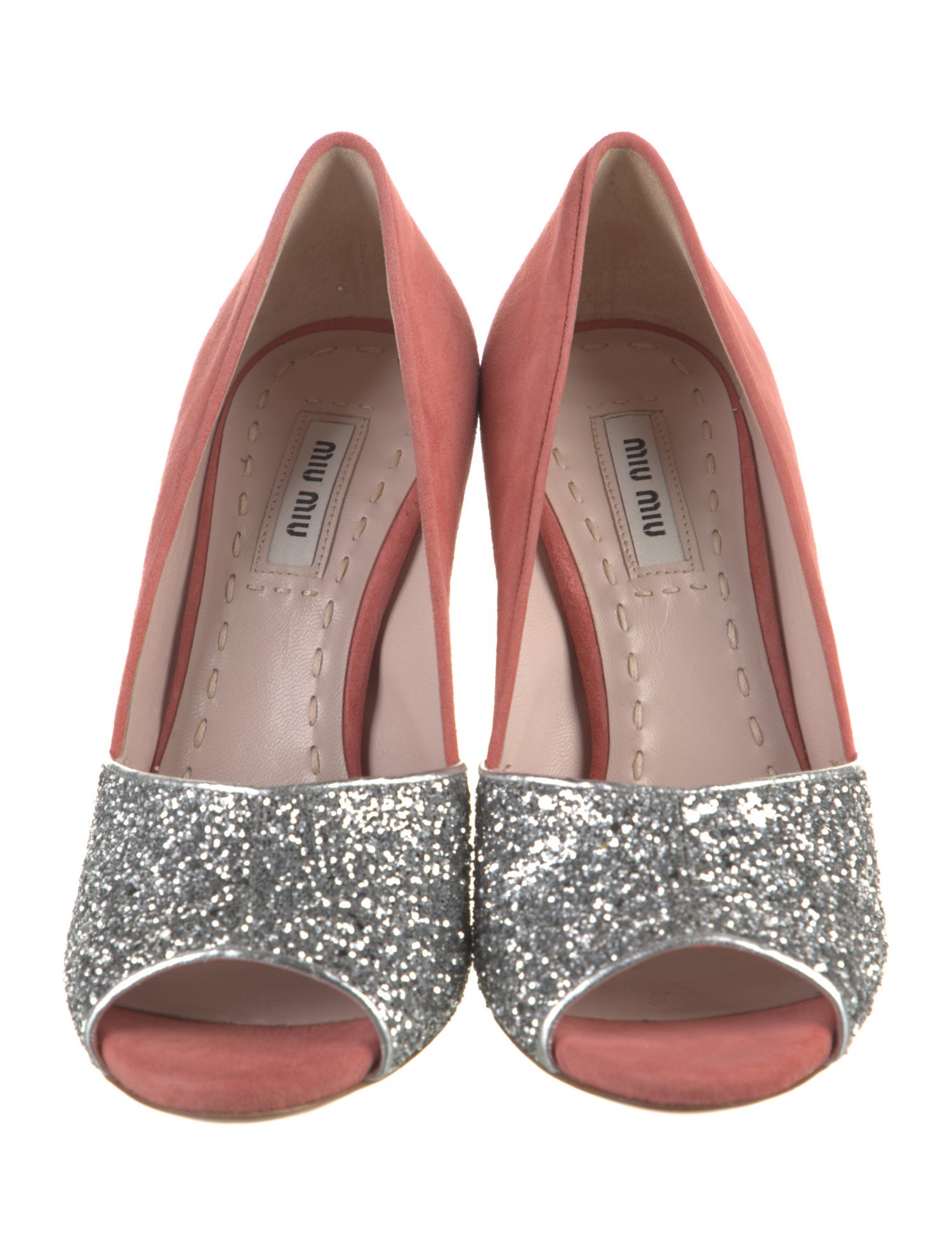 Miu Miu Suede Glitter Accents Pumps